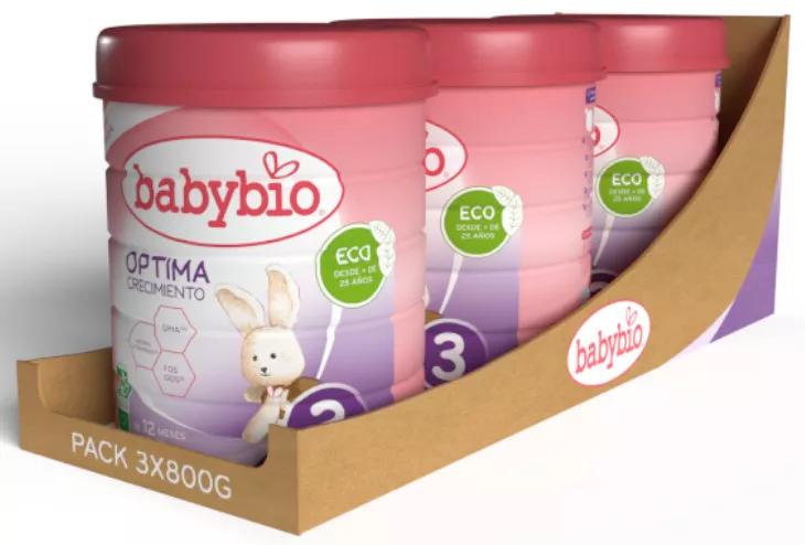 Babybio Optima 3 Leite de vaca para o crescimento 3x800 g