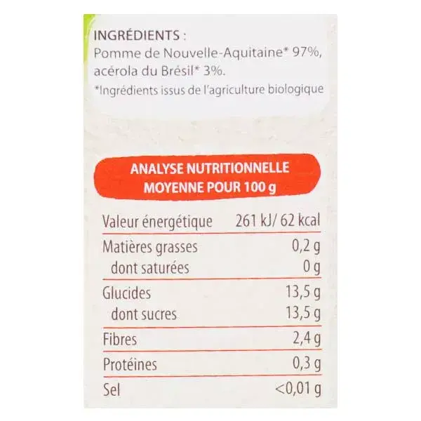 Vitabio Cool Fruits Pomme de Nouvelle-Aquitaine Acérola Bio 4 x 90g