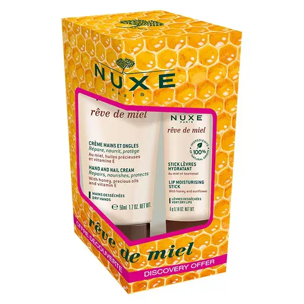 Nuxe Rêve de Miel Duo Stick Lèvres 4g + Crème Mains et Ongles 30ml