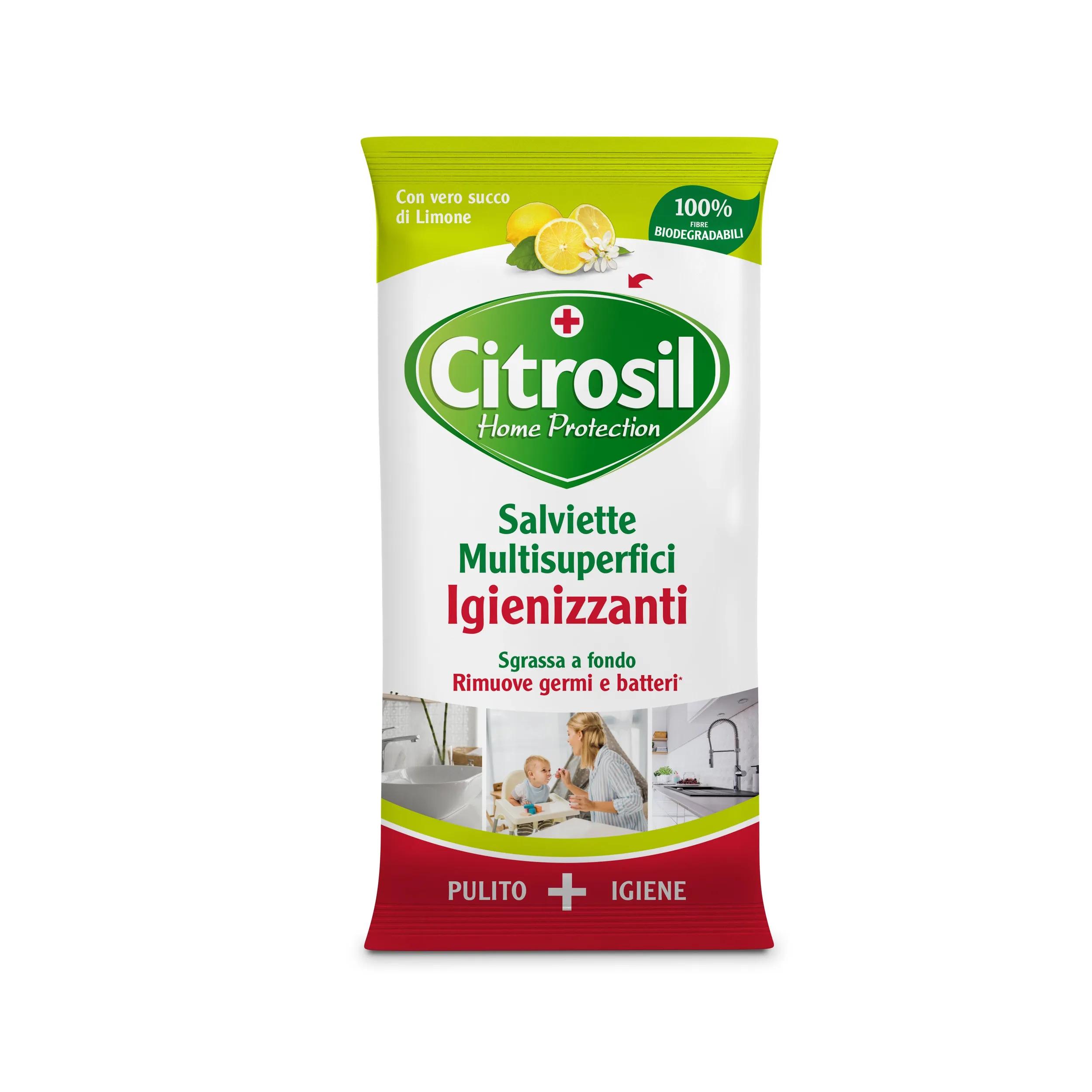 Citrosil Home Protection Salviette Igienizzanti Multi superfici Limone 40 pezzi