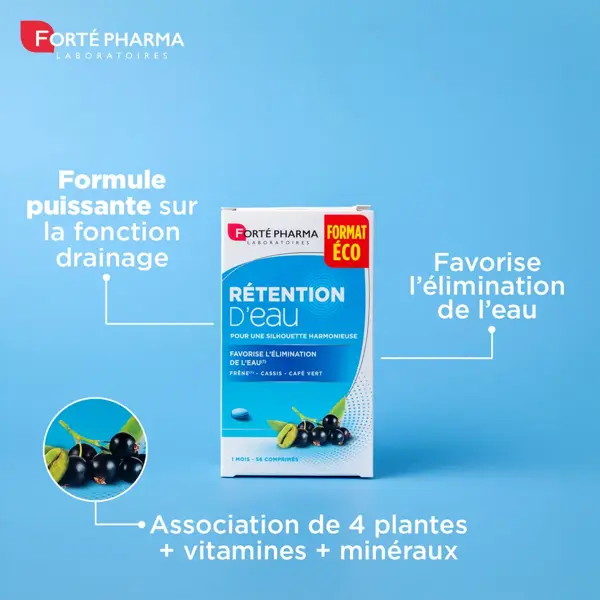 Forté Pharma Rétention d'Eau Drainge Elimination Café vert Frêne 56 comprimés