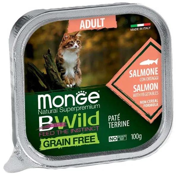 Monge B Wild Grain Free Salmone Con Ortaggi Cibo Umido Per Gatti Adulti 100G