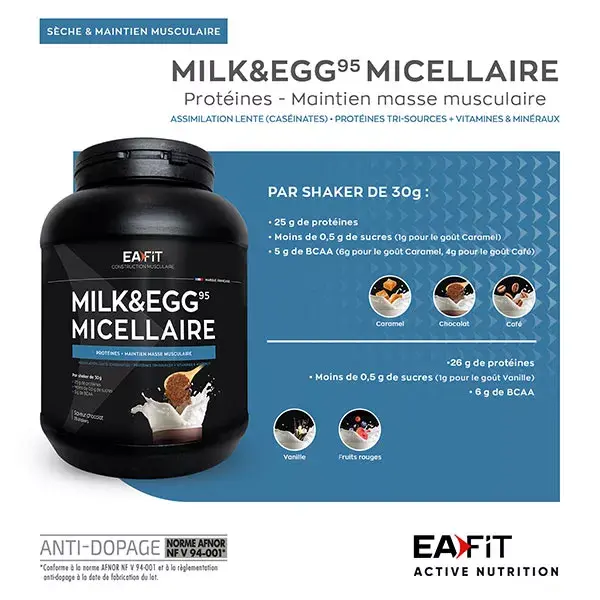 Eafit Milk & Egg 95 Micellaire Goût Vanille 750g