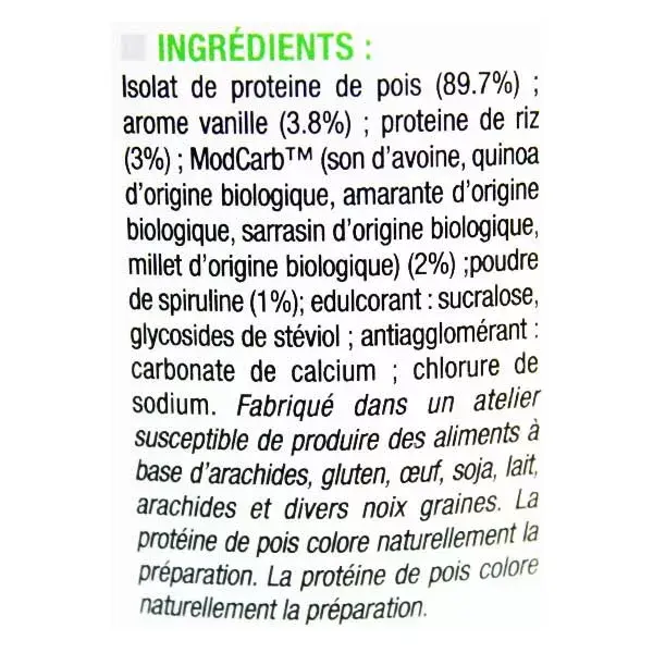 Sabor de vainilla 750g de Eric Favre proteína vegana
