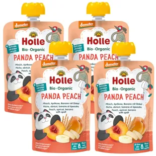 Holle Smoothie PANDA PEACH Peach, Apricot, Banana and Spelt +8m 4x100 gr