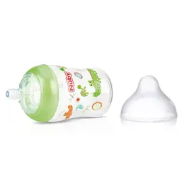 Nuby Biberon Col Large Tétine Débit Moyen en Silicone Vert 180ml