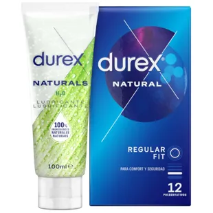 Durex Natural Regular Fit Preservativos 12 uds + Naturals Lubricante 100 ml