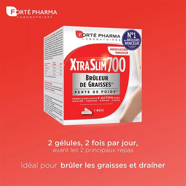 Forté Pharma Xtraslim 700 Minceur 120 gélules Brûleur de Graisses Format 1 mois