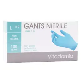 Vitadomia Gant d'Examen en Nitrile Non Poudrés Taille L 100 unités