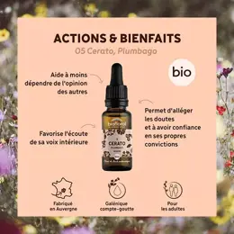 Biofloral Fleur De Bach 05 Cerato Plumbago Compte Gouttes Bio Demeter 20 ml