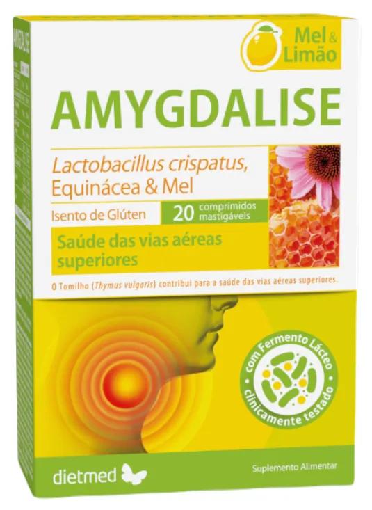 Dietmed Amygdalise Saveur Miel et Citron 20 Comprimés