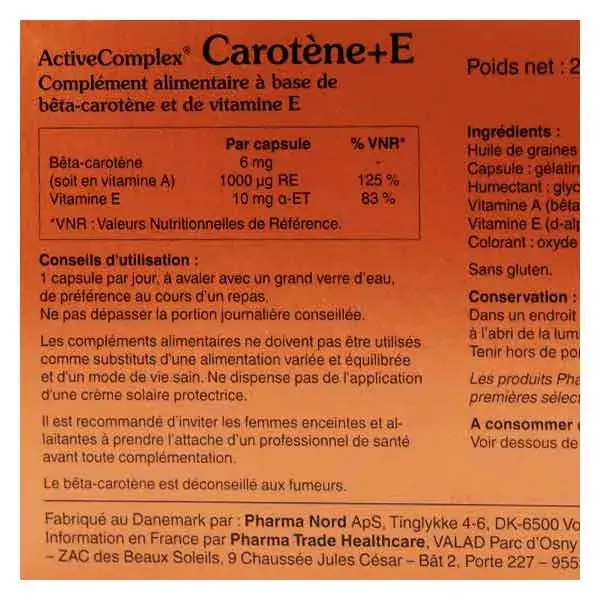 Pharma Nord ActiveComplex Carotène + E 60 capsules