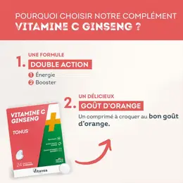 Vitavea Vitamine C + Ginseng Tonus Fatigue 24 comprimés à croquer