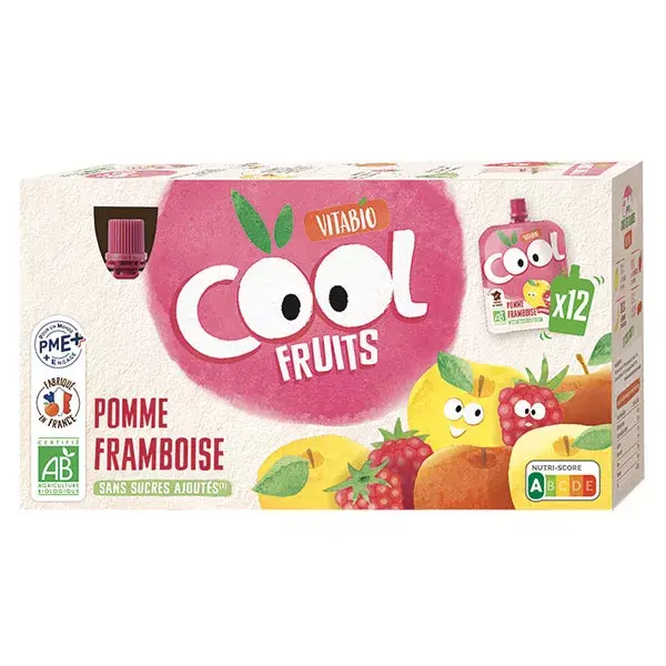 Vitabio Cool Fruits Pomme Framboise Acérola Bio 12 x 90g