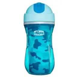 Chicco Repas Tasse Sport à Paille et Paroi Isolante +14m Bleu 266ml