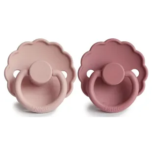 Frigg Pack of 2 Silicone Pacifiers Daisy Blush/Dusty Rose +6m
