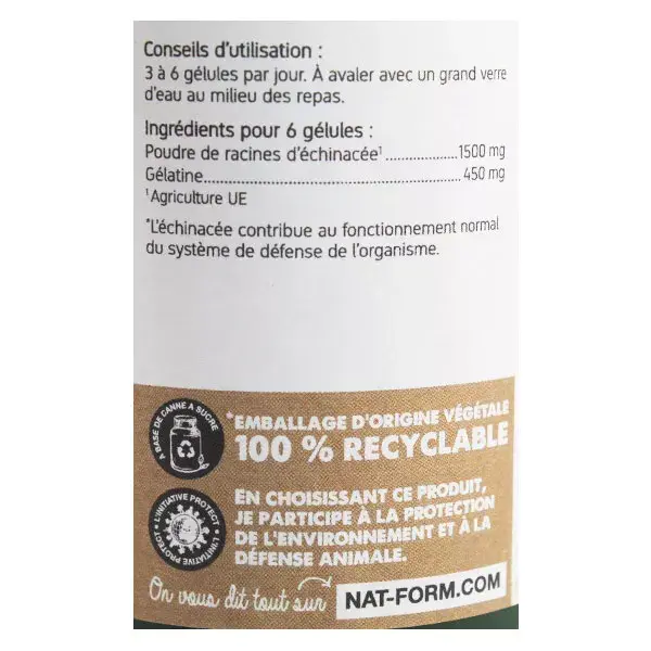 Nat & Form Echinacea Integratore Alimentare 200 capsule