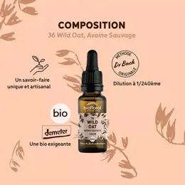 Biofloral Fleur De Bach 36 Wild Oat Avoine Sauvage Compte Gouttes Bio 20ml