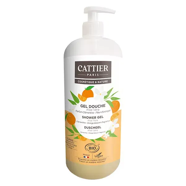 Cattier Shower Gel Clementine Orange Blossom Organic 1L
