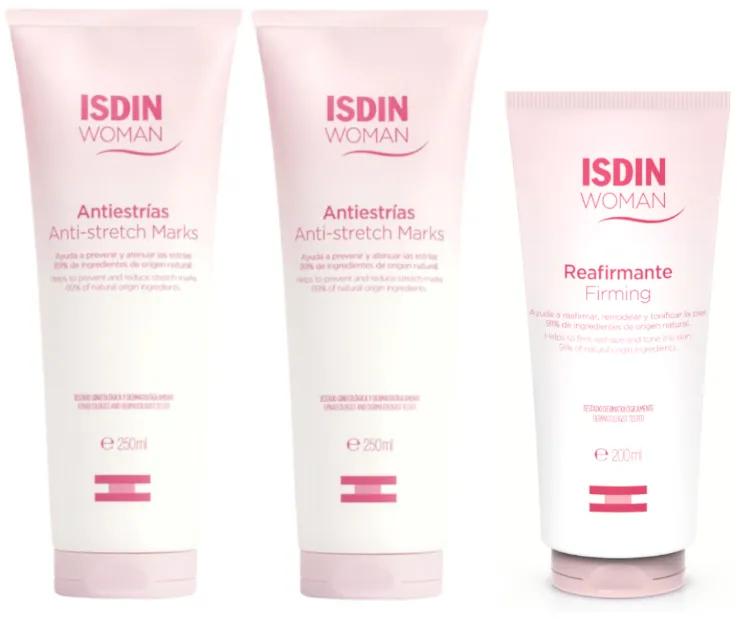 Isdin Woman Anti-Dehnungsstreifen-Creme 2x250 ml + Straffende Creme 200 ml