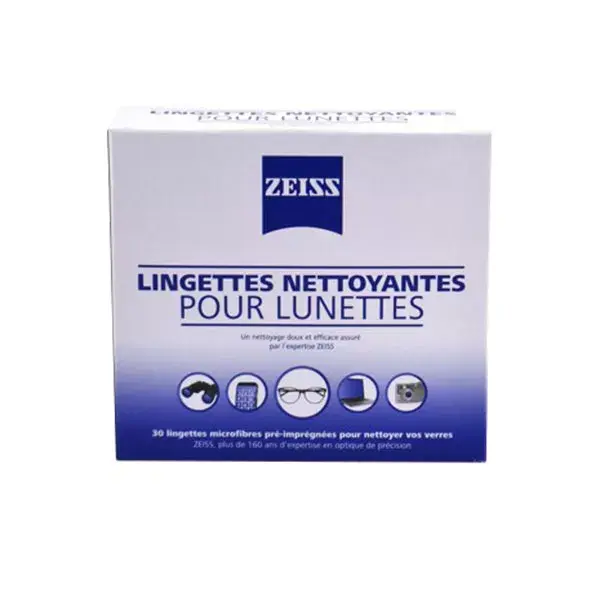 Zeiss Lingettes Nettoyantes pour Lunettes Verres 30 lingettes