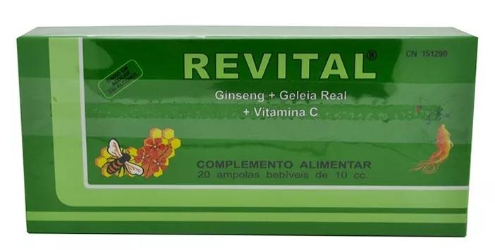 Revital ginseng + geleia Real + Vitamina C 20 Ampolas