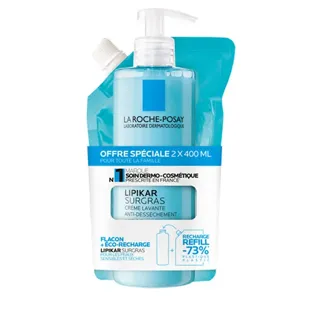 La Roche Posay Lipikar Surgras Crema detergente anti-secchezza Confezione eco-ricarica + flacone da 400 ml