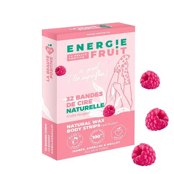 Energie Fruit Épilation & Rasage Bande de Cire Froide Naturelle Corps Fruits Rouges 32 unités