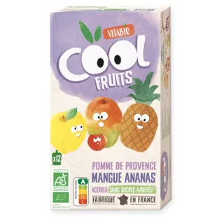 Vitabio Cool Fruits Pomme, Mangue et Ananas 12x90 gr