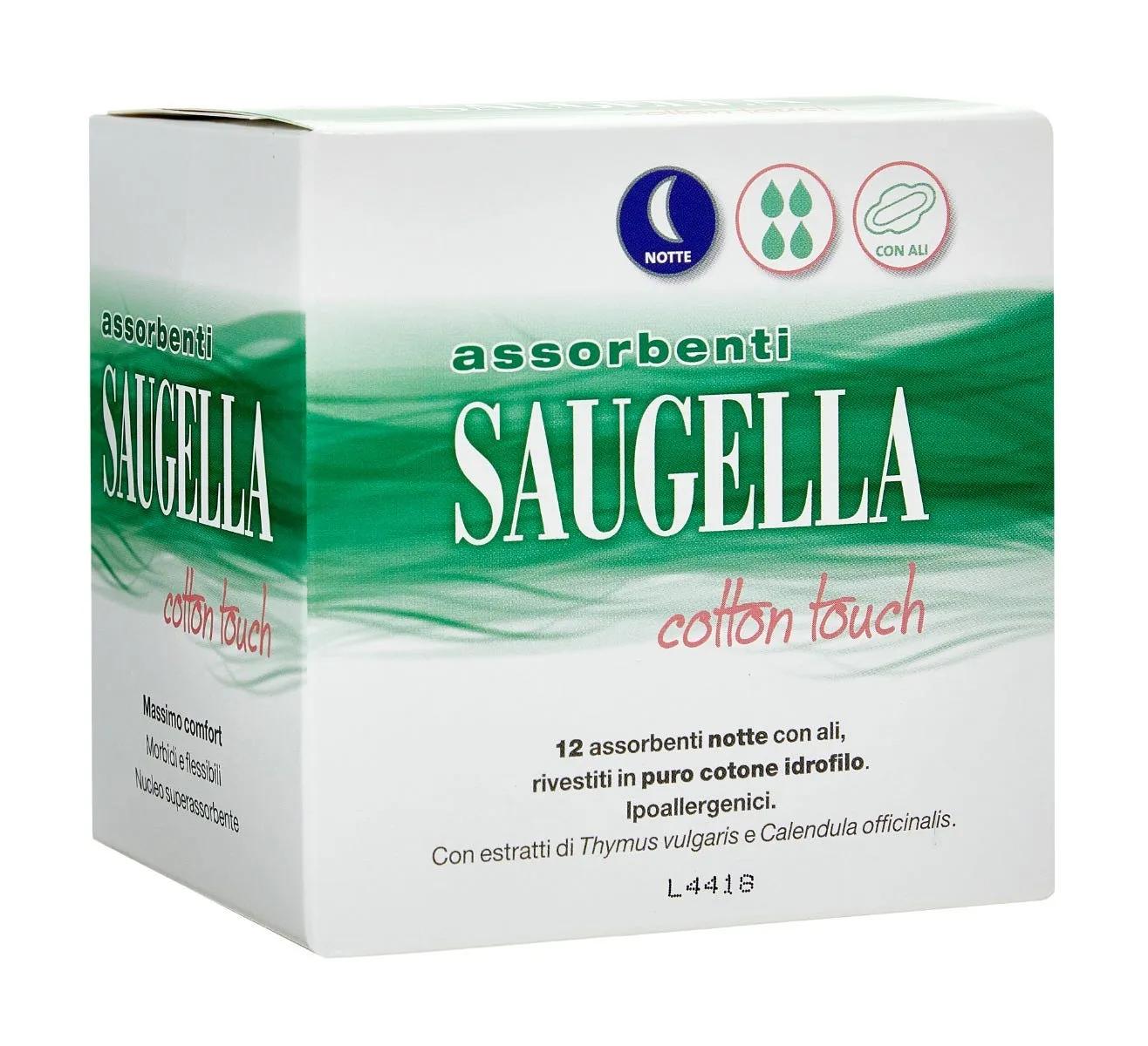 Saugella Cotton Touch Assorbenti Notte Con Ali 12 Pezzi