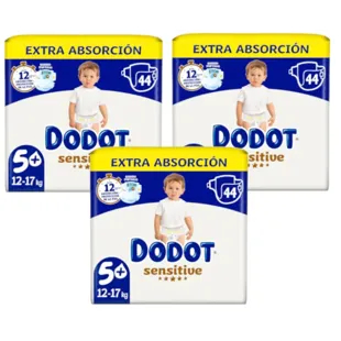 Pacote de Fraldas Extra-Jumbo Dodot Sensitive T5+ (12-17 Kg) 3x44 unidades