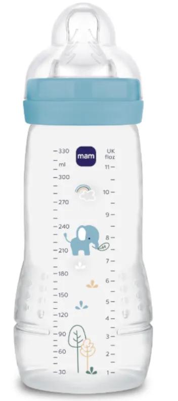 MAM Easy Active Fast Flow Fles Mat Blauw +4m 330 ml