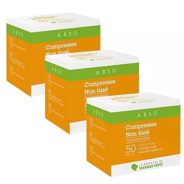 Green Brand Abso Compresas estériles no tejidas 7,5 cm x 7,5 cm 100 compresas Paquete de 3