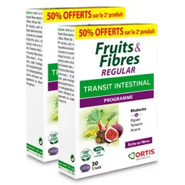 Ortis Fruits & Fibres Regular Transit Intestinal  Lot de 2 x 30 comprimés