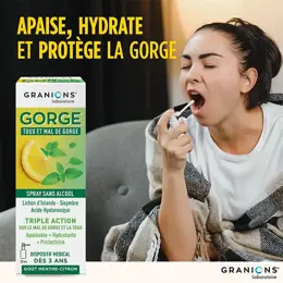 GRANIONS - Spray Gorge - Spray Toux et Mal de Gorge - Menthe-Citron - 20 mL