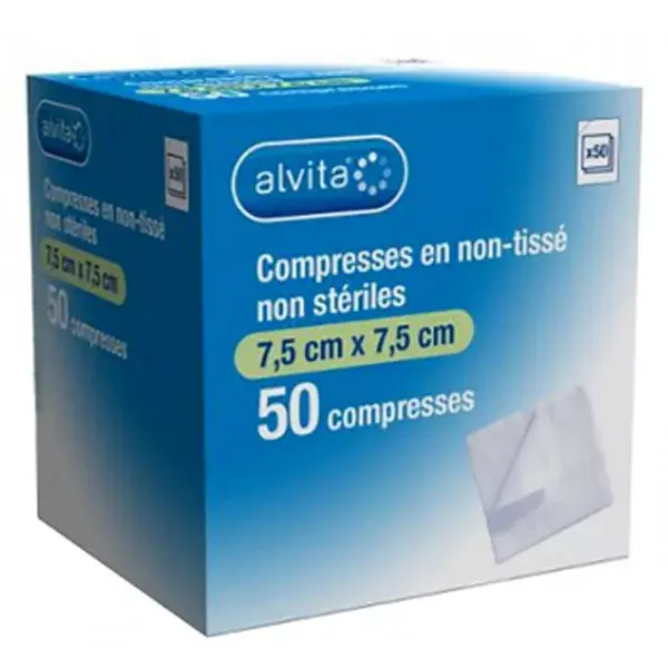 Alvita Compresse Non-Tissée 7,5 x 7,5cm Lot de 25 x 2 unités