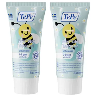 TePe Daily Baby Unflavored Toothpaste 0-6 Years 2x50ml