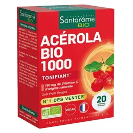 Santarome Bio - Acérola Bio 1000 - Vitamine C naturelle - 20 comprimés à croquer