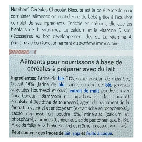 Nutriben 8 Céréales Chocolat Biscuité +12m  250g