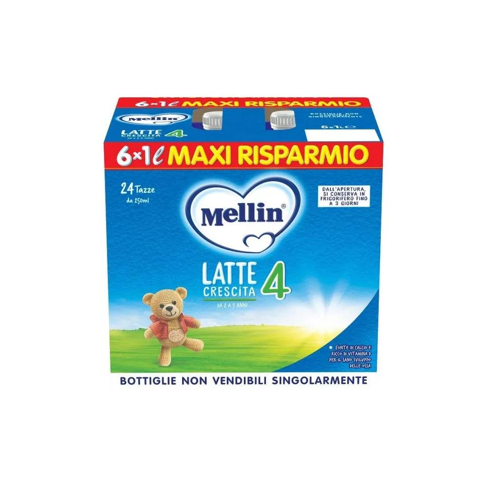 Mellin 4, Latte di Crescita, Latte Liquido dal 24° al 36° Mese Compiuto, 6x1L