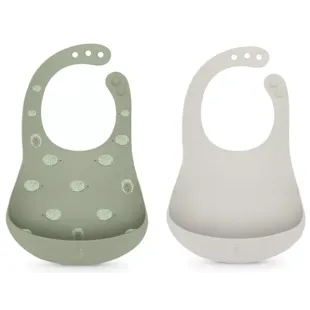 Suavinex Baberos de Silicona Verde y Gris +4m 2 uds