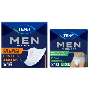 TENA Men Active Fit Level 3 Incontinence 16 units + Premium Fit Pants Premium Fit L/XL 10 units