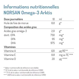 Norsan Oméga 3 Arktis 2000mg Huile de Foie de Morue 200ml