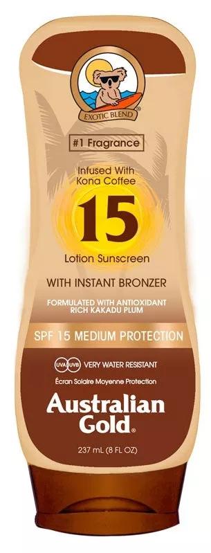 Australian Gold Lotion Solaire SPF15 avec Autobronzant Instantané 237 ml