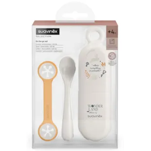 Suavinex Wonderland Set Spoon + Spoon Holder + Bib Holder Beige +4m