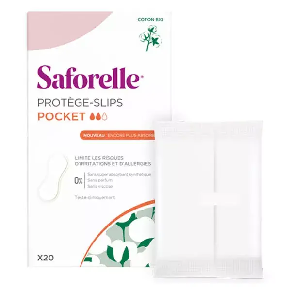 Saforelle Protections Protège-Slips Pocket en Coton Bio 20 unités