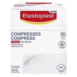 Elastoplast Premiers Secours Compresses Stériles 10cm x 10cm 50 unités