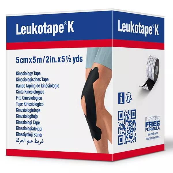 Leukotape K Bande Adhésive Élastique Noir 5 cm x 5 m