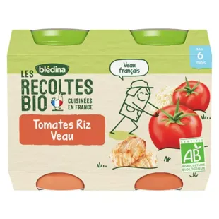 Blédina Récoltes Bio Pomodori, Riso e Vitello 2 x 200g