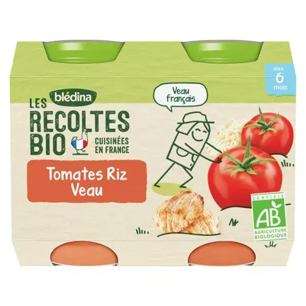Bledina Organic Crop Tomatoes Rice Veal 2 x 200g 